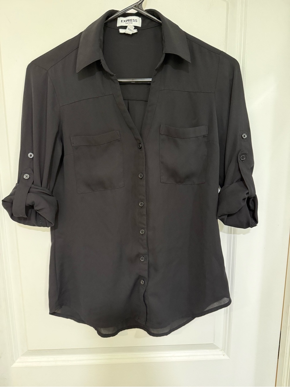 Express Black Portofino Button-Up Blouse XS